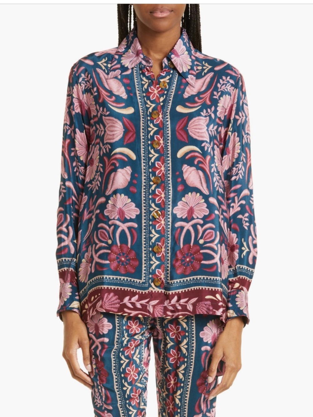 Farm rio shell print blouse